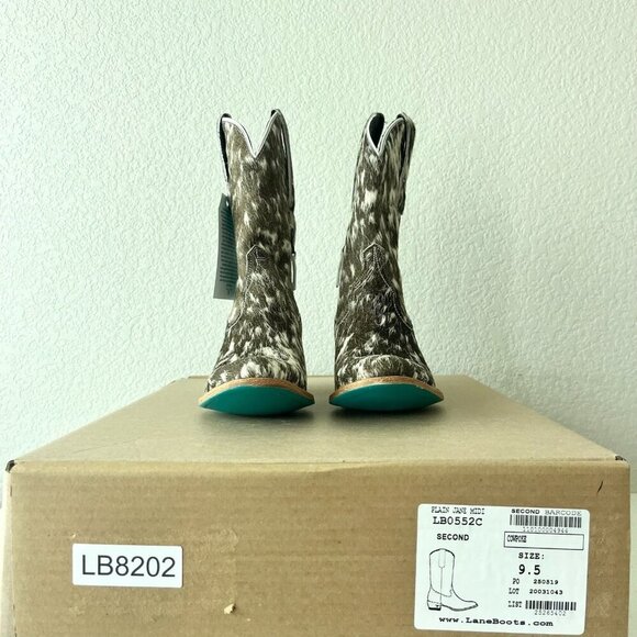 Lane Plain Jane COWPOKE Womens Cowhide Boots 9.5 Cowboy Western Cowgirl Bootie - Picture 11 of 12